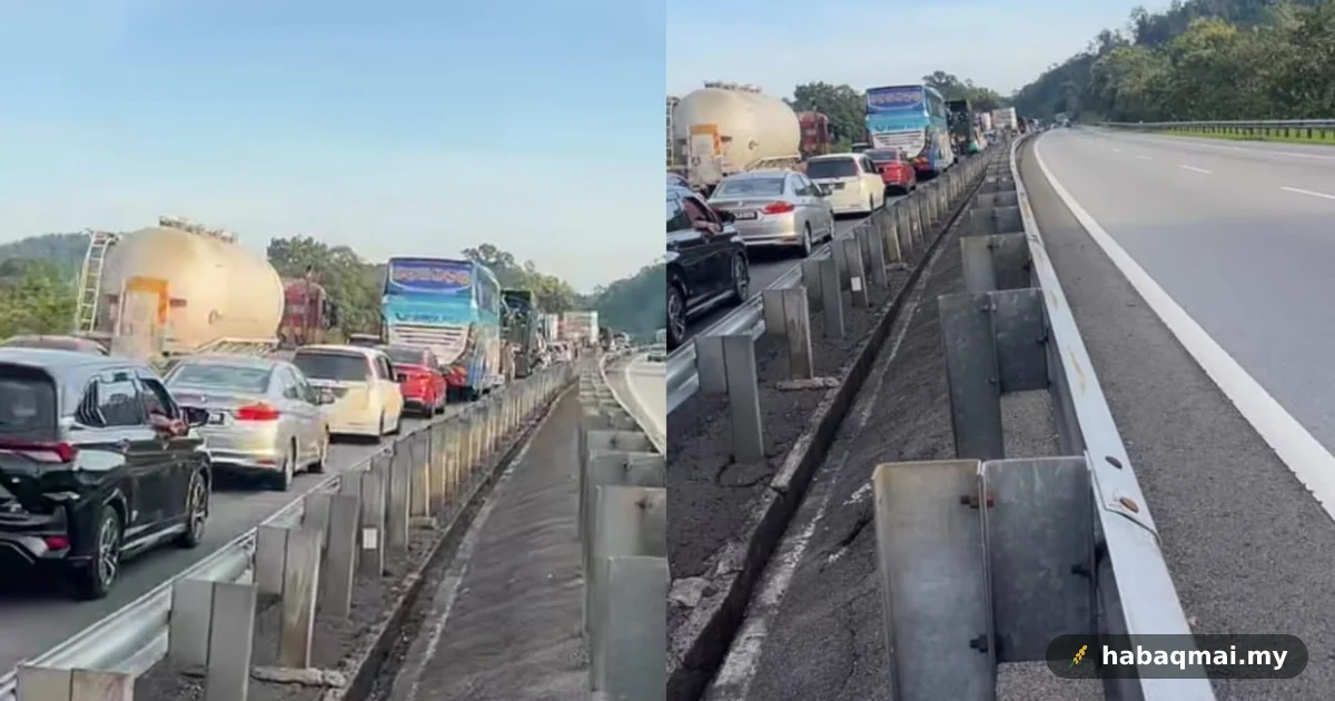 Lori Terbalik, Lebuhraya Utara-Selatan Sesak Teruk Pagi Ni