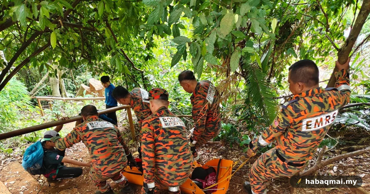 Pendaki Wanita Cedera Lutut, Bomba Usung Turun Gunung Baling