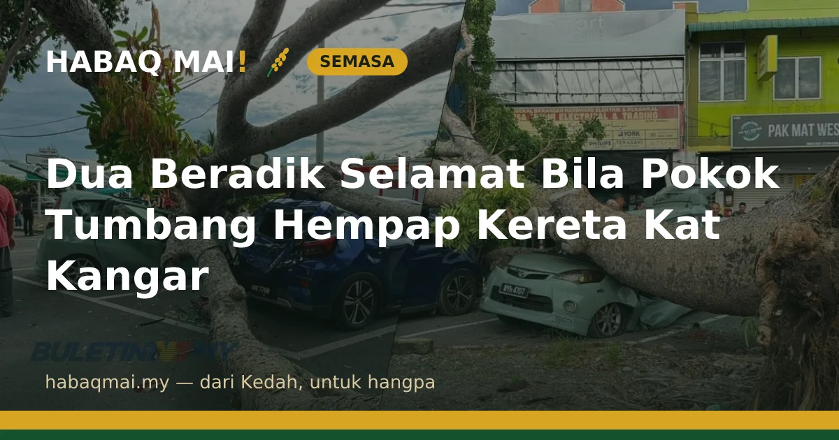 Dua Beradik Selamat Bila Pokok Tumbang Hempap Kereta Kat Kangar
