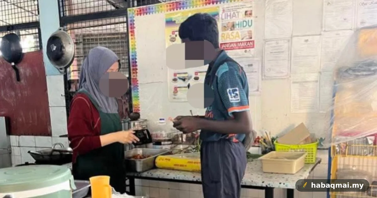 Kakak kantin George Town bagi budak makan percuma, netizen sebak