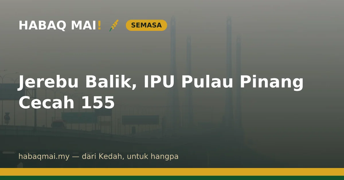 Jerebu Balik, IPU Pulau Pinang Cecah 155